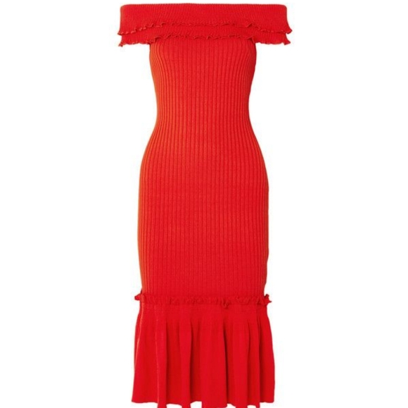 Jonathan Simkahi red ribbed bodycon midi dress S $750 - Picture 3 of 8